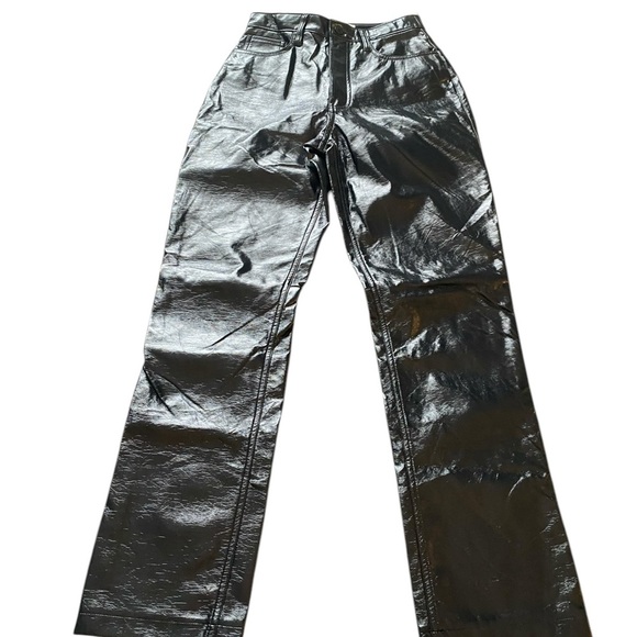 Abercrombie and Fitch 90s straight High rise faux leather pants - Picture 3 of 12
